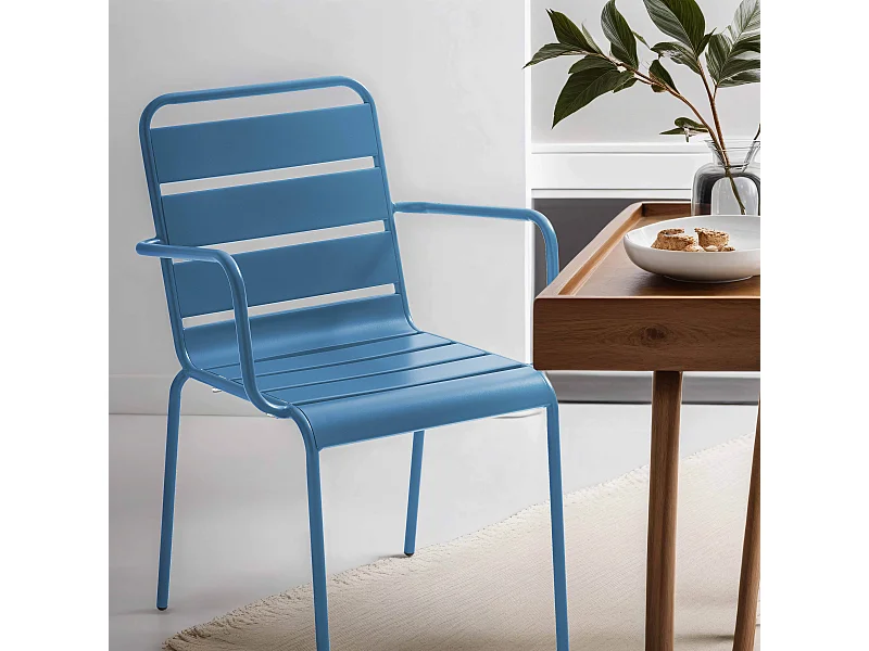 Fauteuil en métal bleu pacific - Palavas