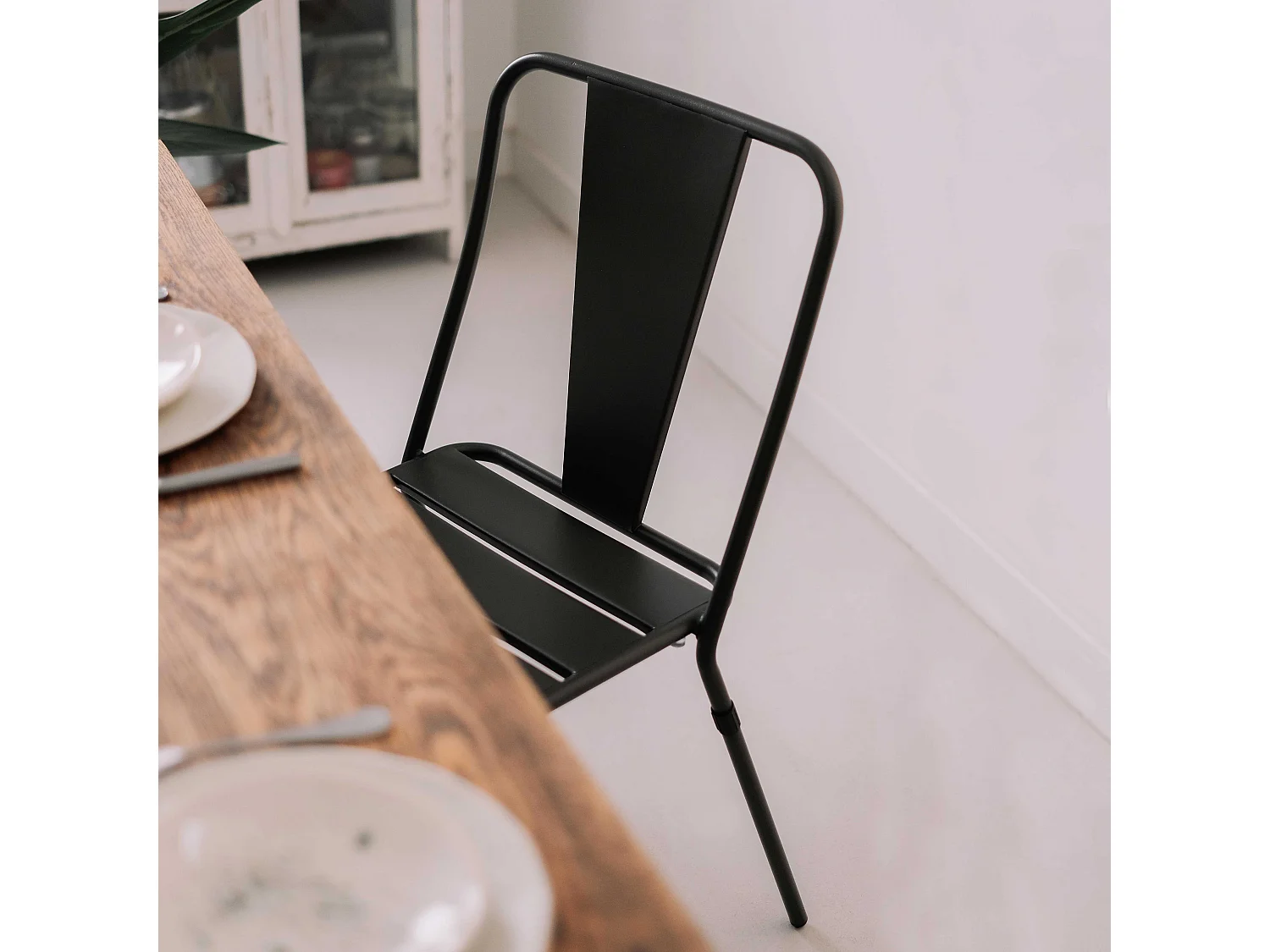 Chaise en métal anthracite