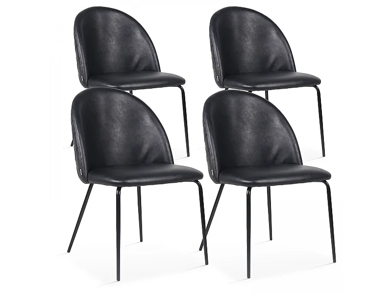 Lot de 4 chaises en textile enduit noir
