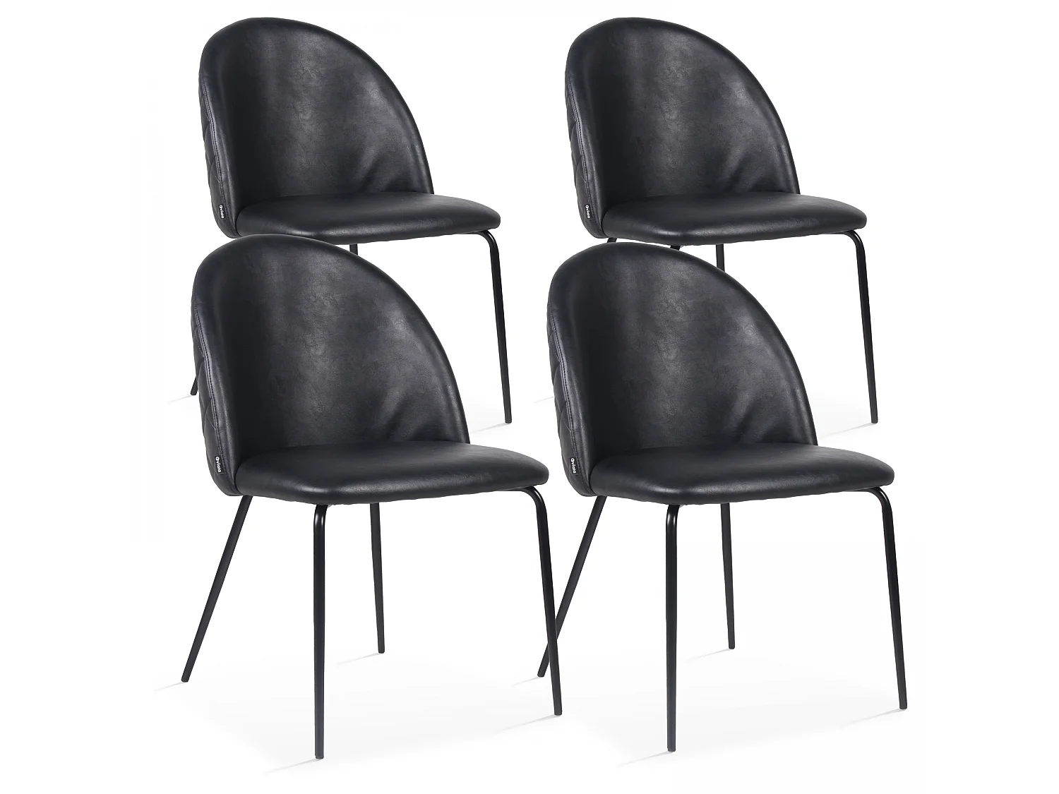 Lot de 4 chaises en textile enduit noir