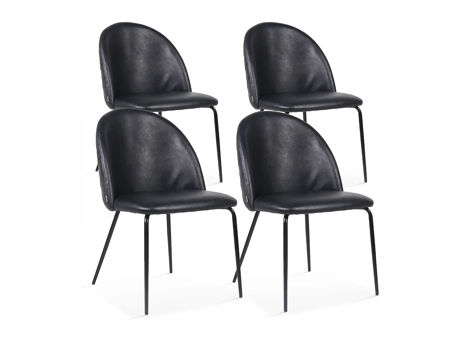 Lot de 4 chaises en textile enduit noir