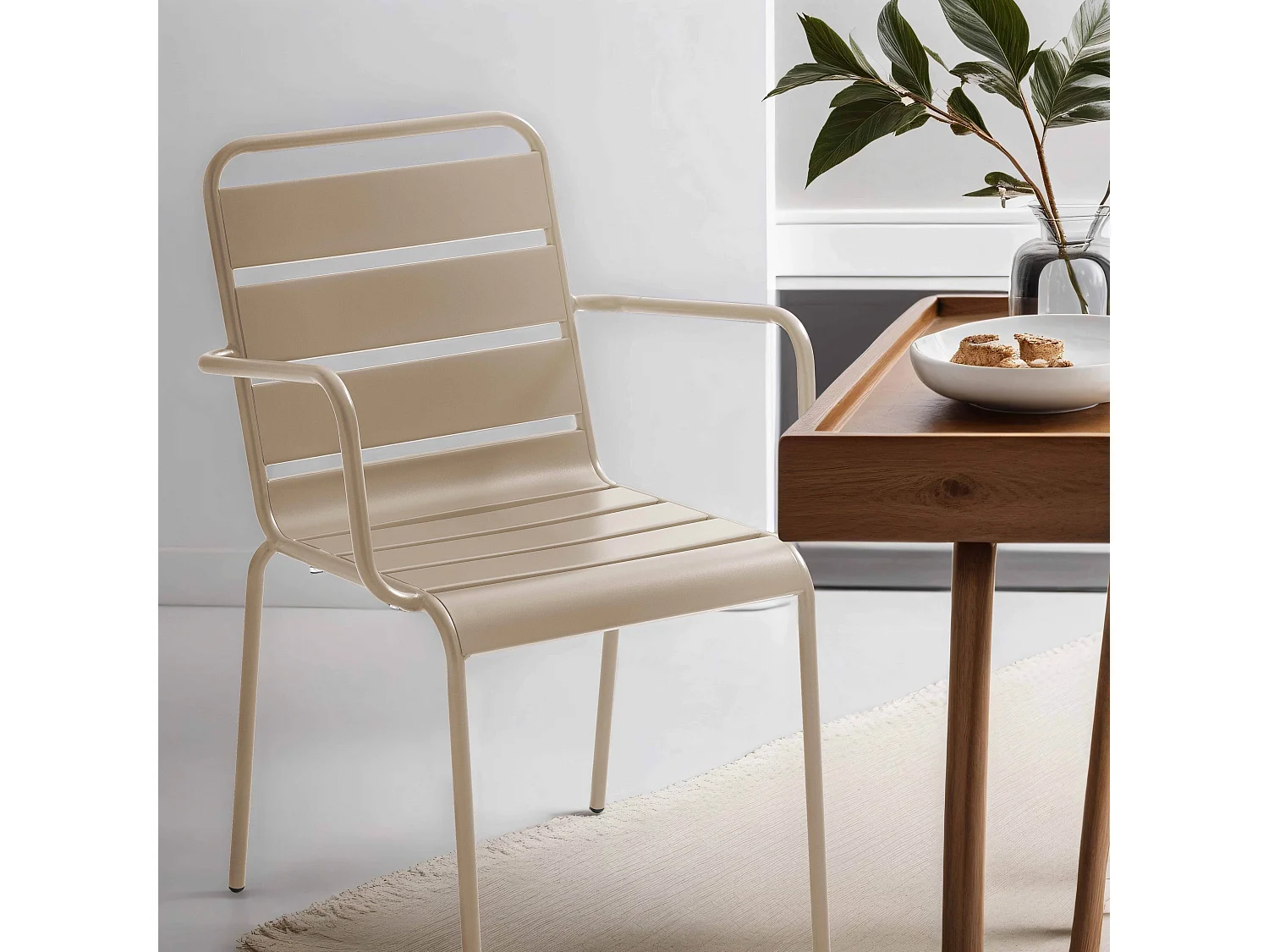 Fauteuil en métal taupe  - Palavas