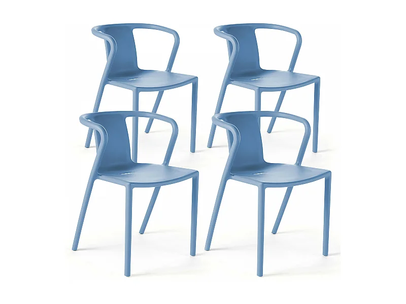 Lot de 4 chaises plastique bleu