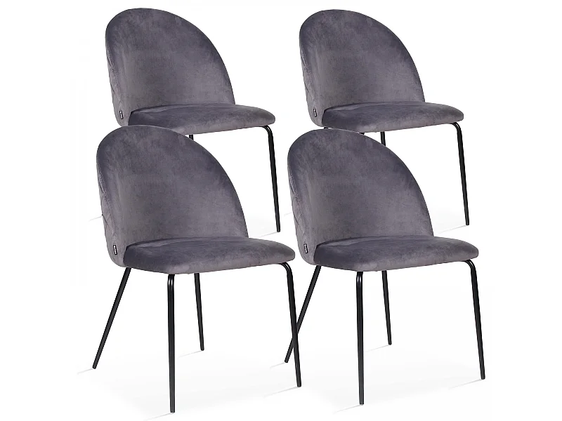 Lot de 4 chaises en velours grises