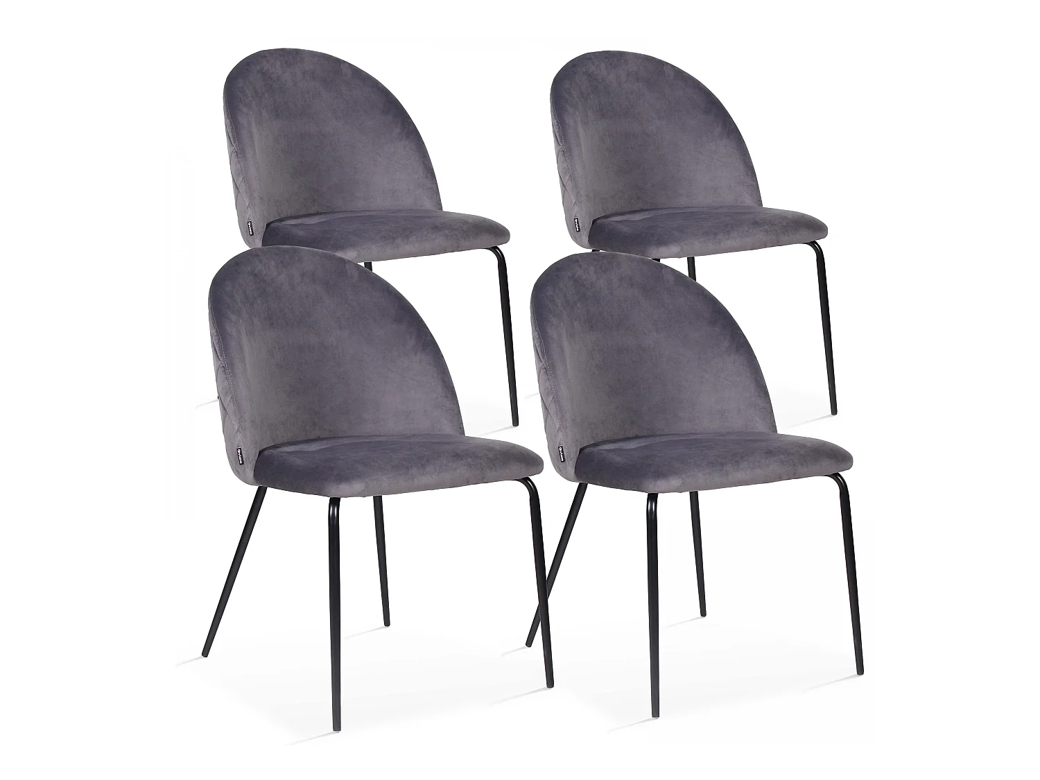 Lot de 4 chaises en velours grises