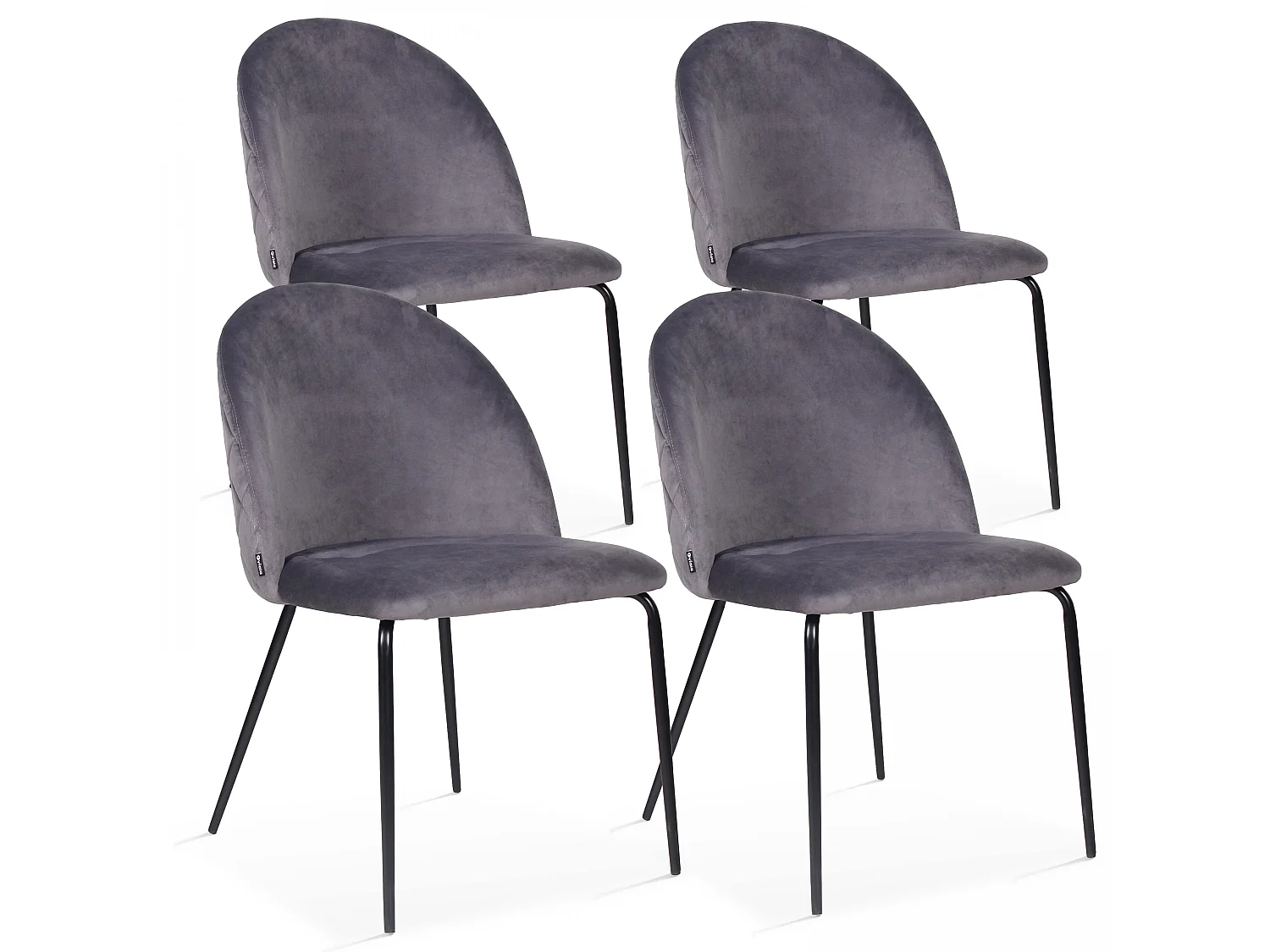 Lot de 4 chaises en velours grises