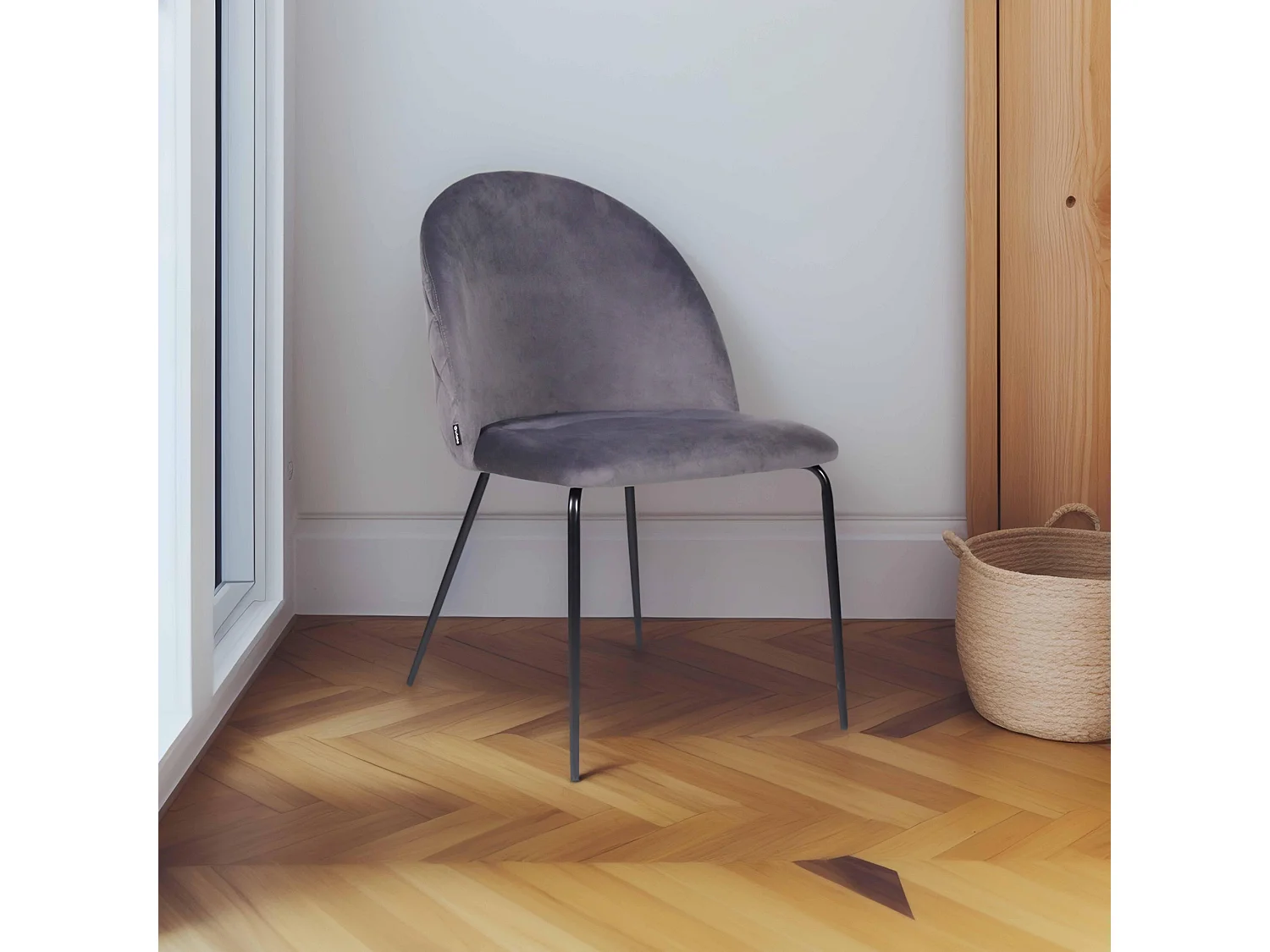 Lot de 4 chaises en velours grises