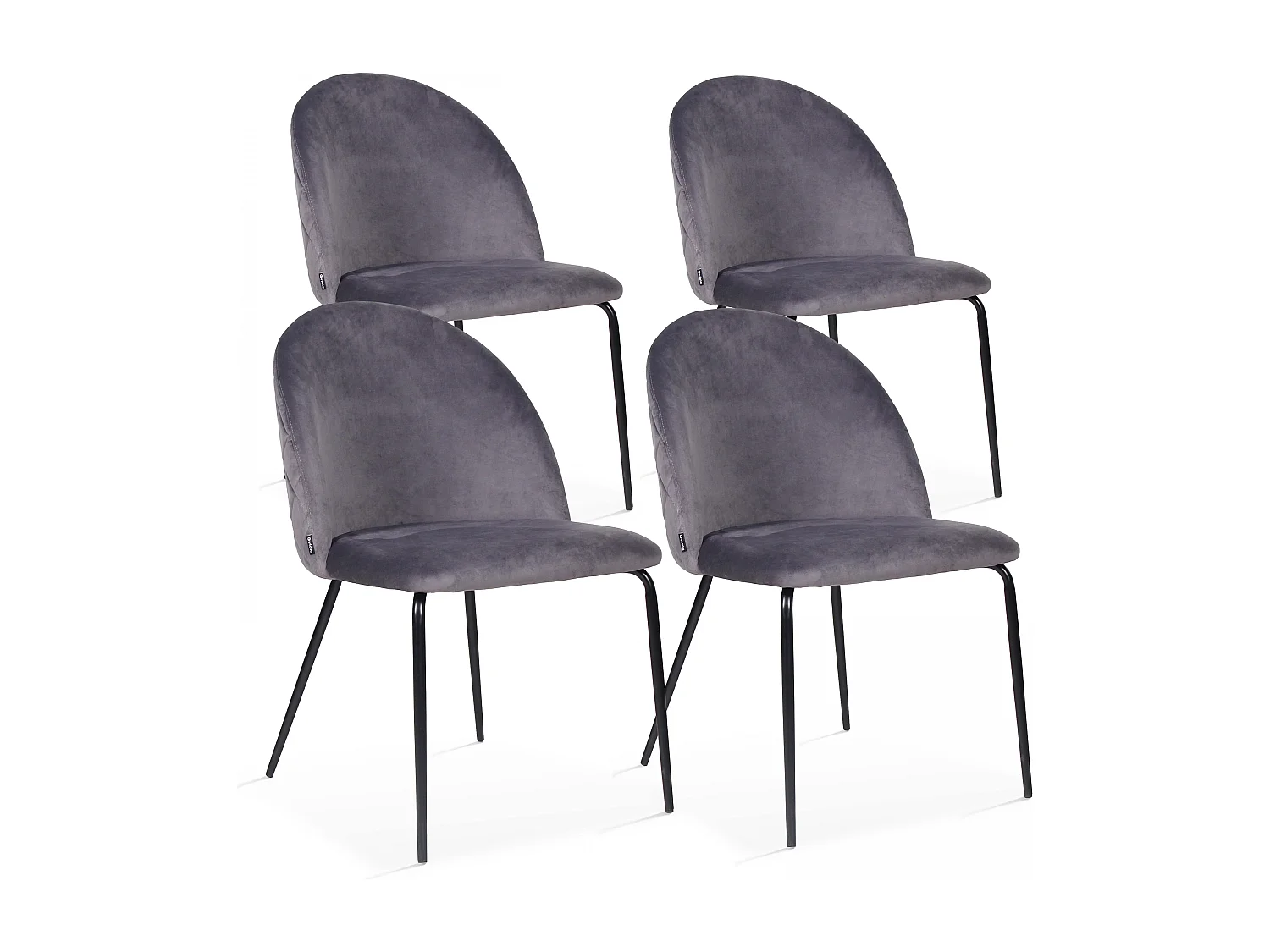 Lot de 4 chaises en velours grises