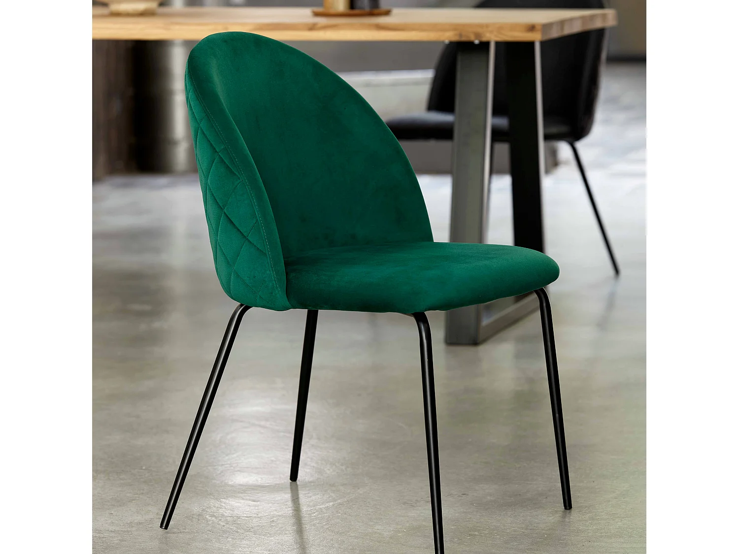 Set van 4 stoelen in donkergroen fluweel