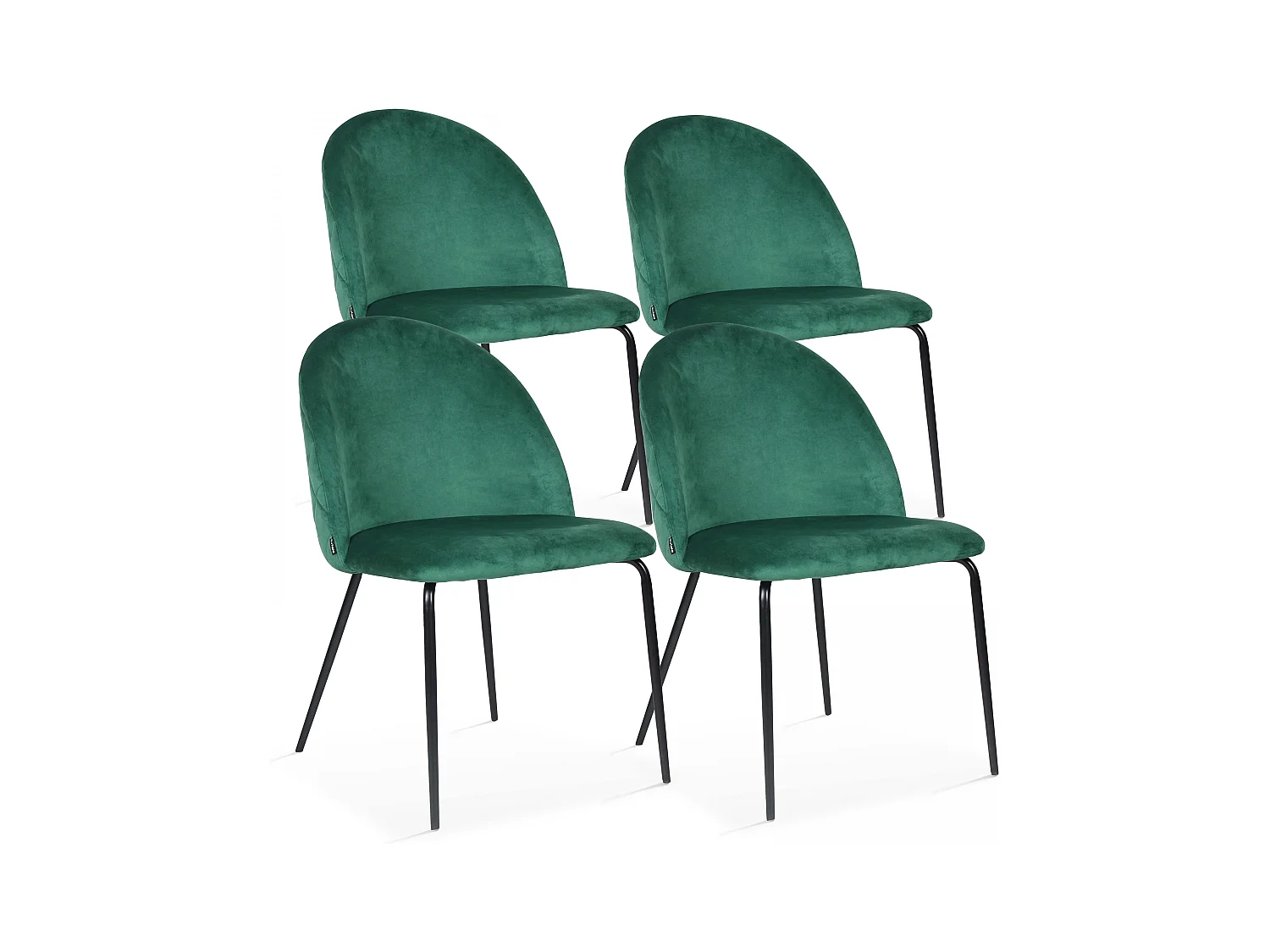 Lot de 4 chaises en velours vert foncé