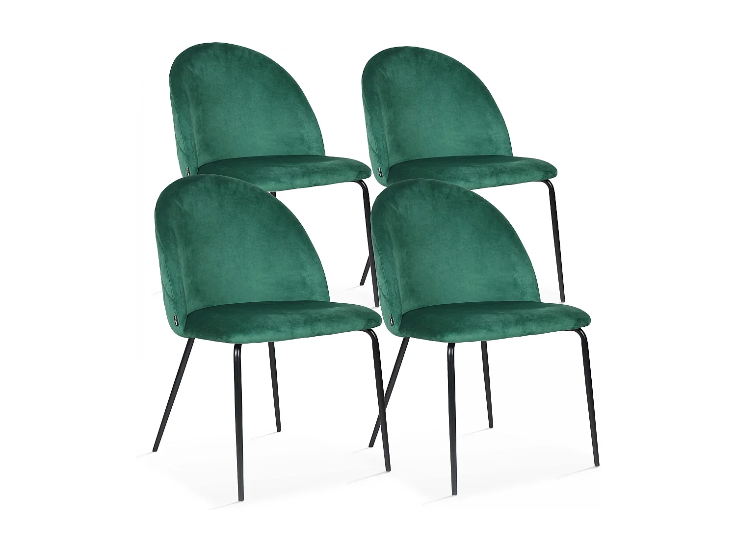 Lot de 4 chaises en velours vert foncé