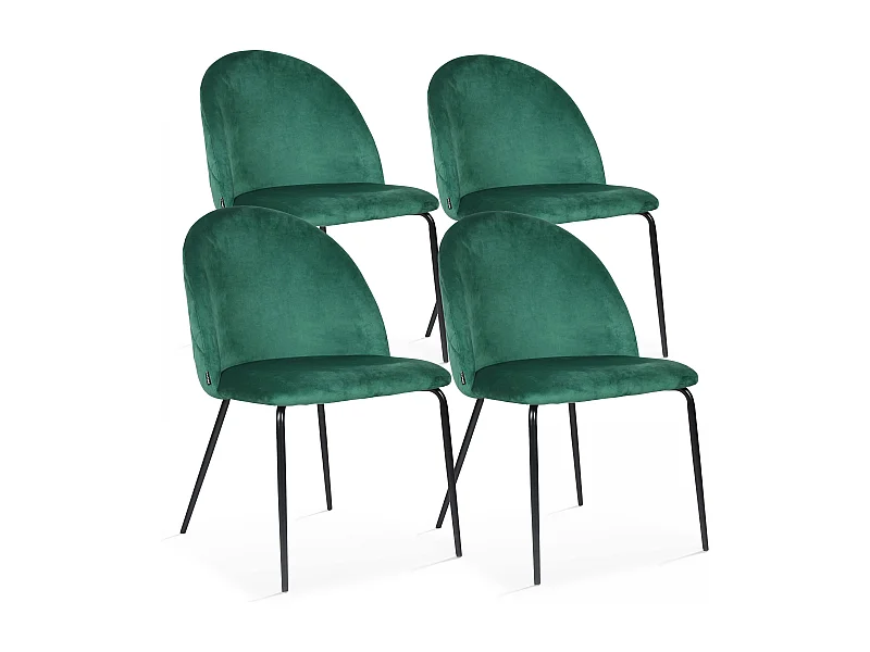 Lot de 4 chaises en velours vert foncé