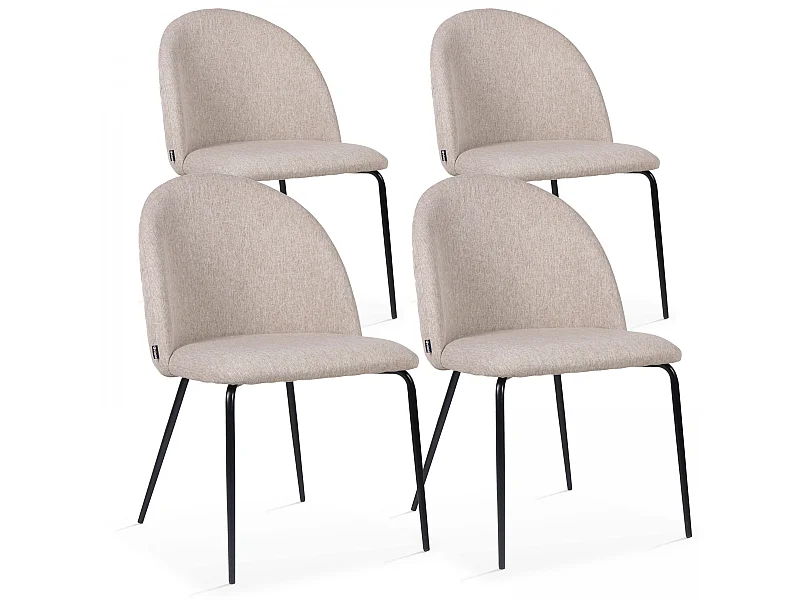 Lot de 4 chaises en tissu beige
