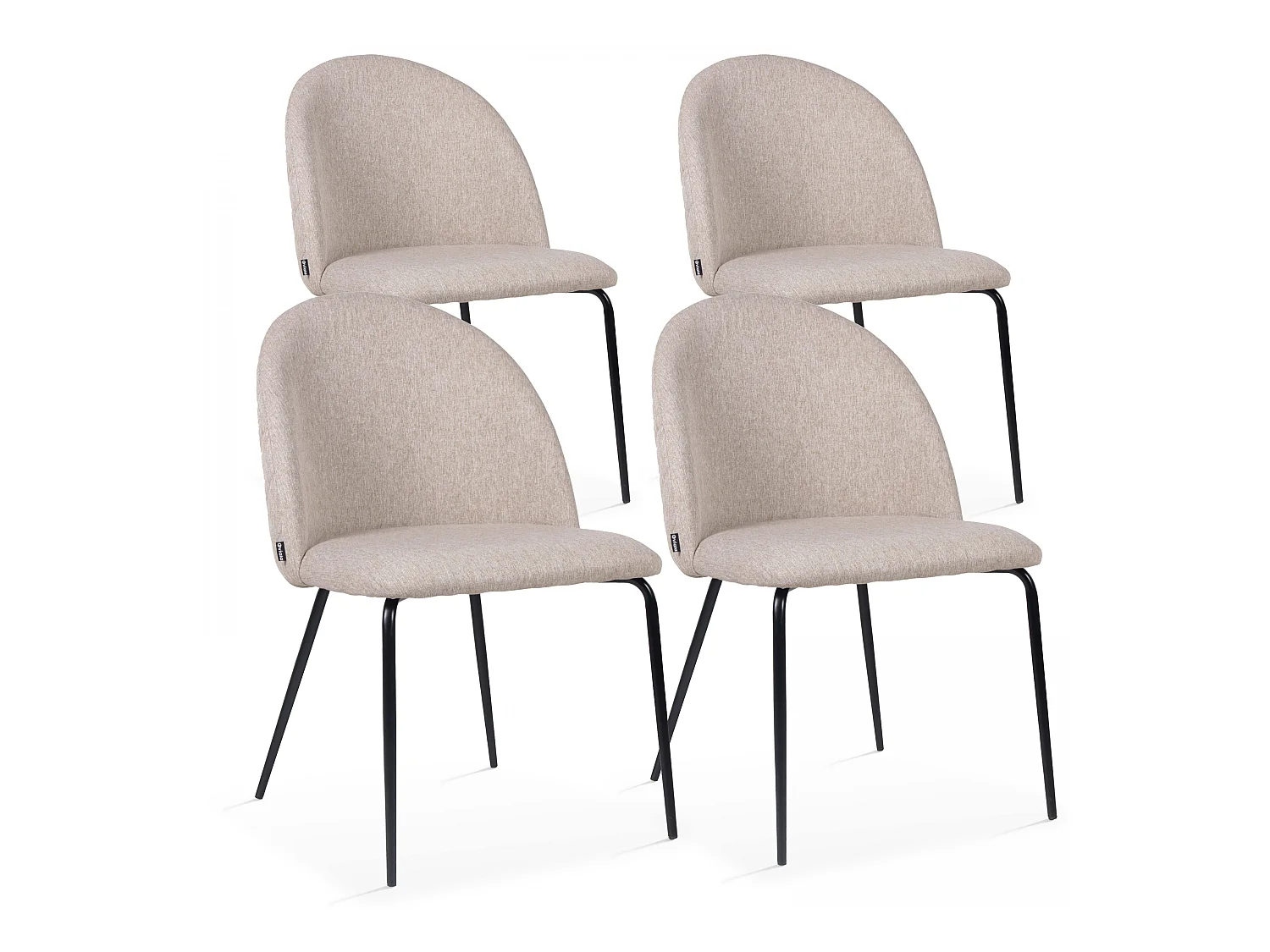 Lot de 4 chaises en tissu beige