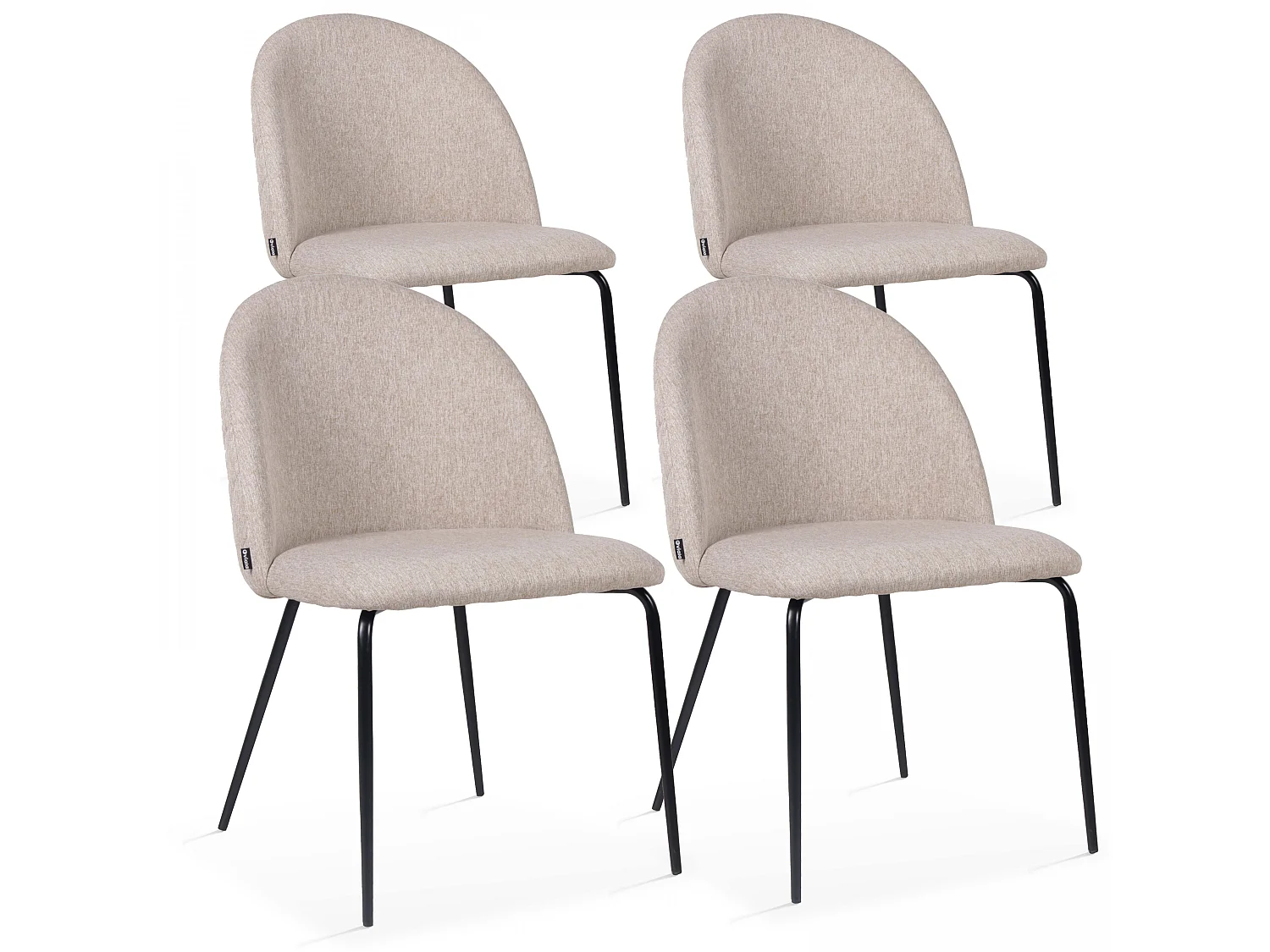 Lot de 4 chaises en tissu beige