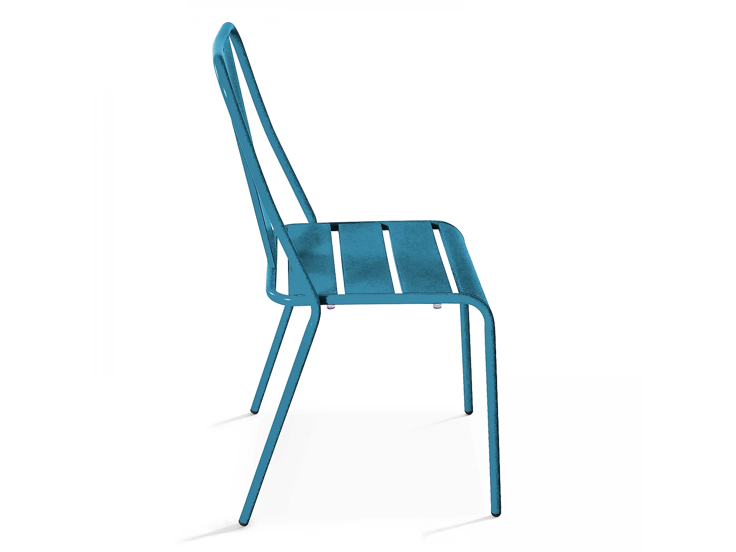 Chaise en métal bistrot bleu pacific