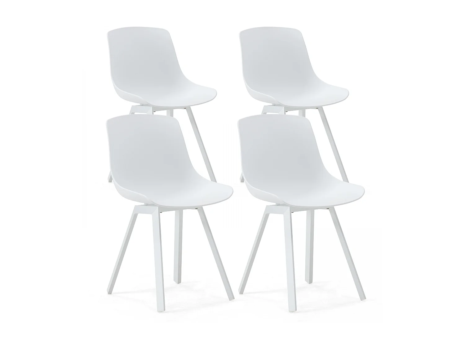 Lot de 4 chaises scandinave aluminium blanches