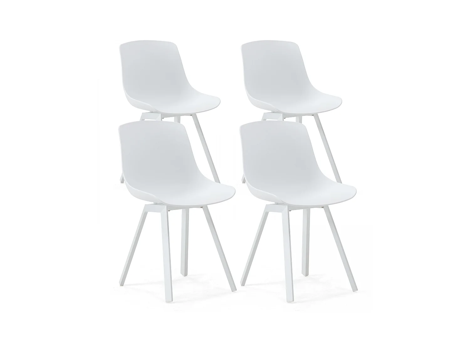 Lot de 4 chaises scandinave aluminium blanches