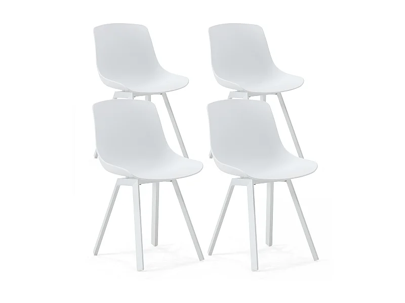 Lot de 4 chaises scandinave aluminium blanches
