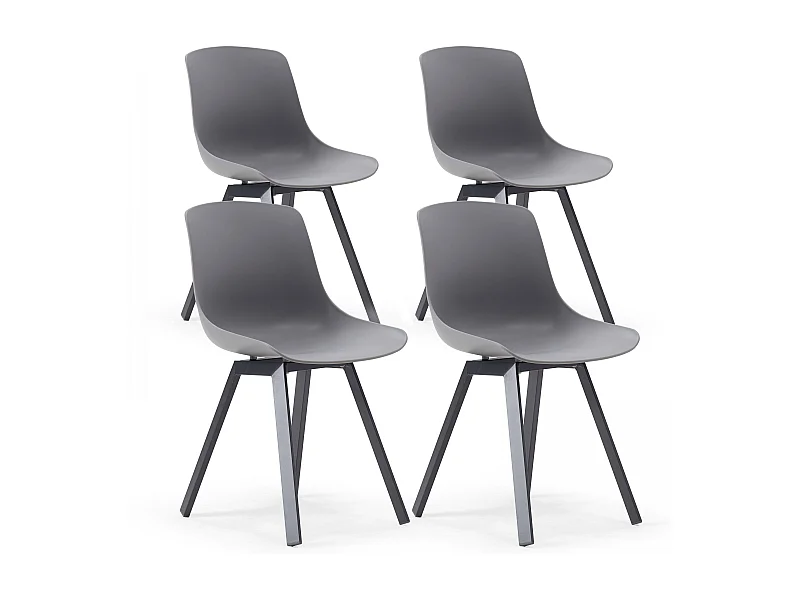 Lot de 4 chaises scandinave aluminium grises