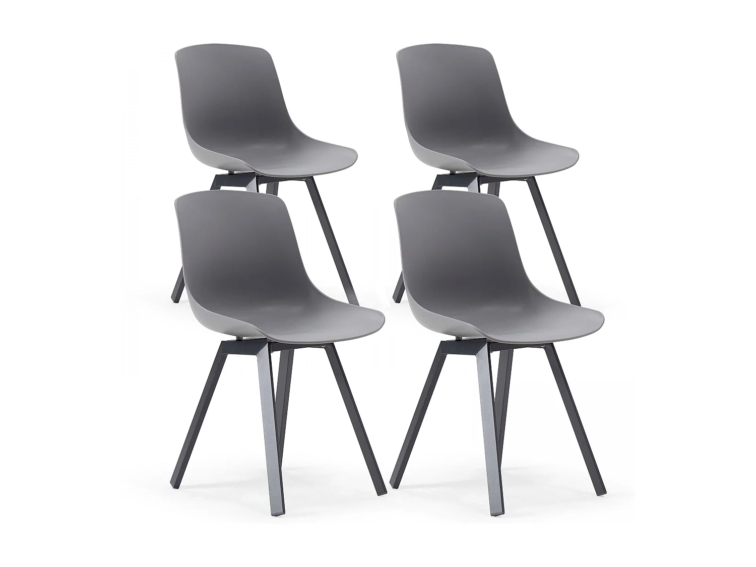 Lot de 4 chaises scandinave aluminium grises