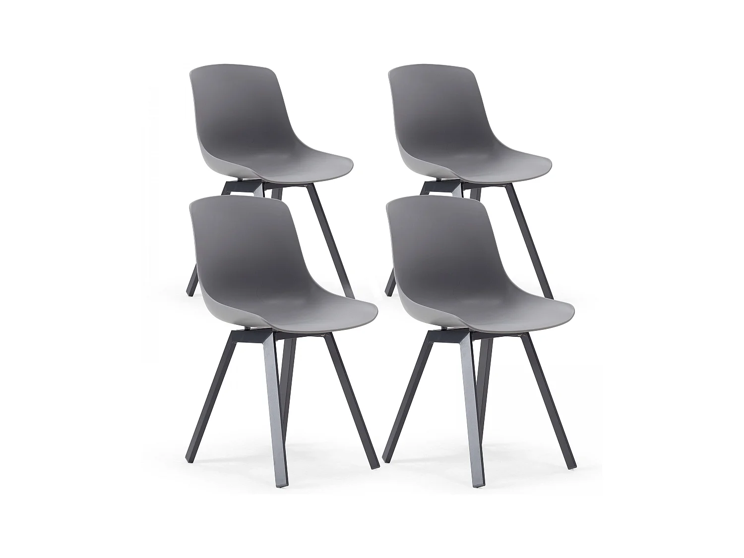 Lot de 4 chaises scandinave aluminium grises