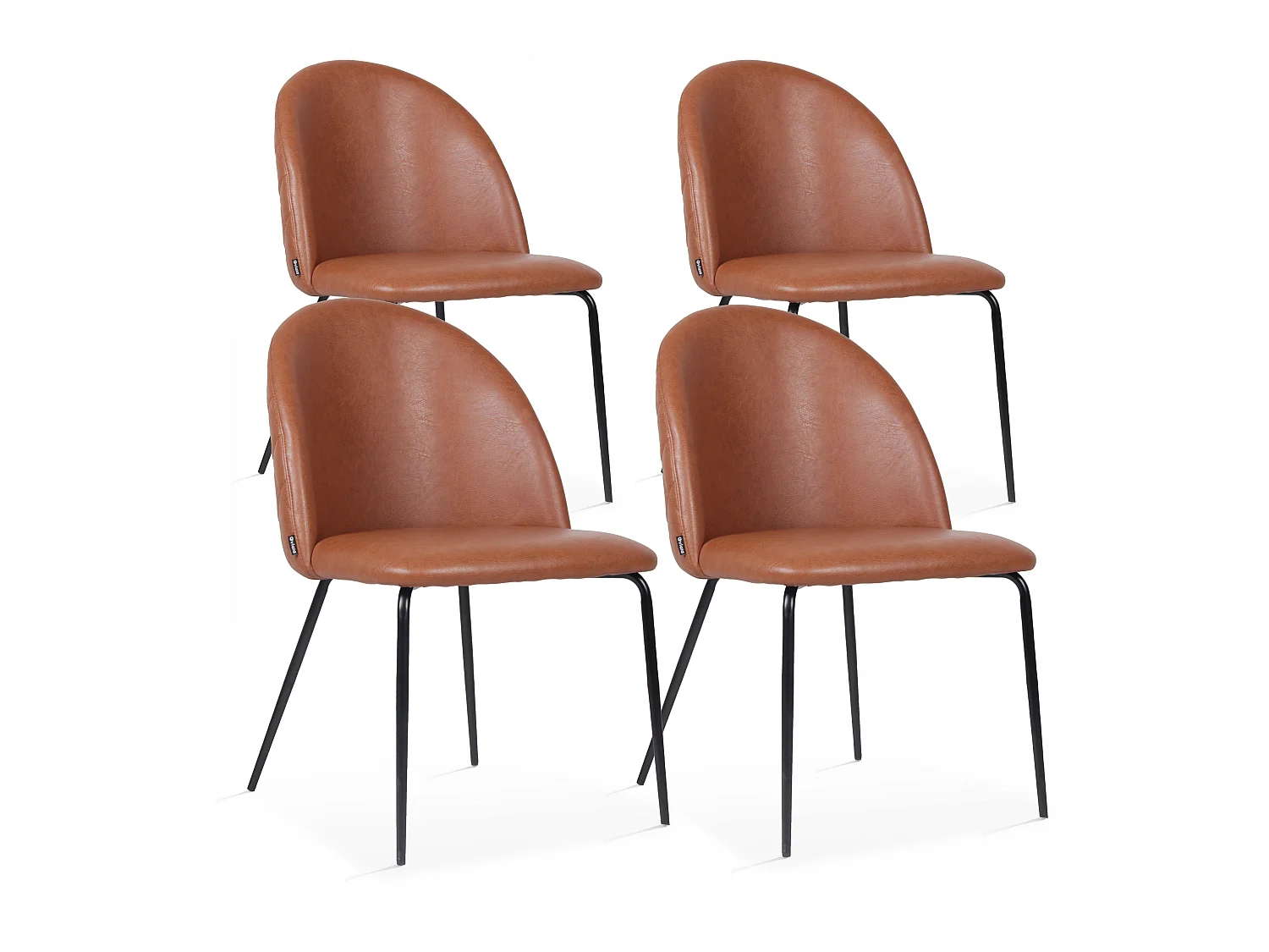 Lot de 4 chaises en textile enduit marron foncé