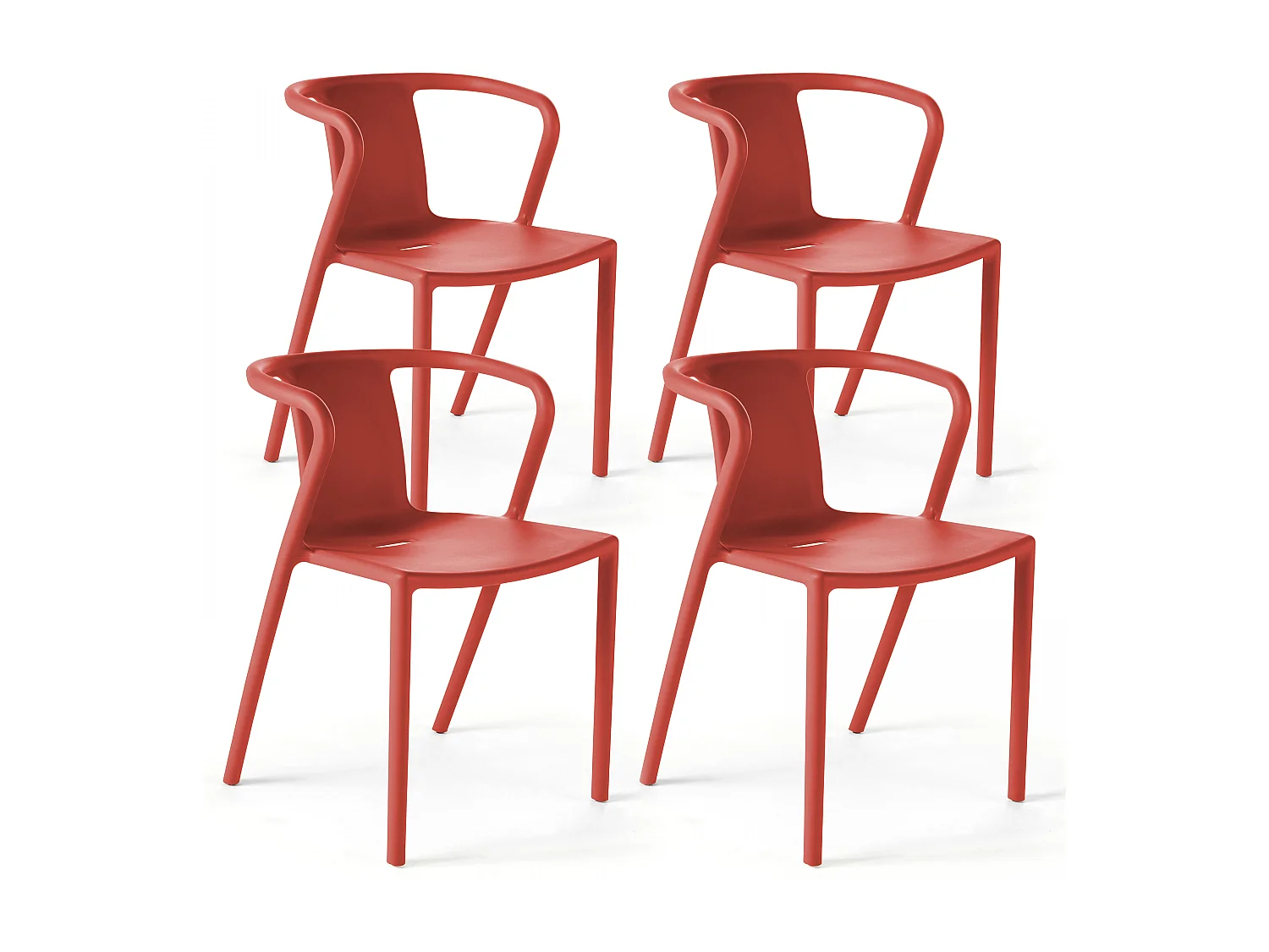 Lot de 4 chaises plastique rouge