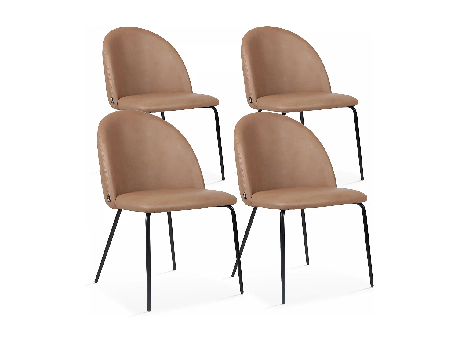 Lot de 4 chaises en textile enduit marron clair