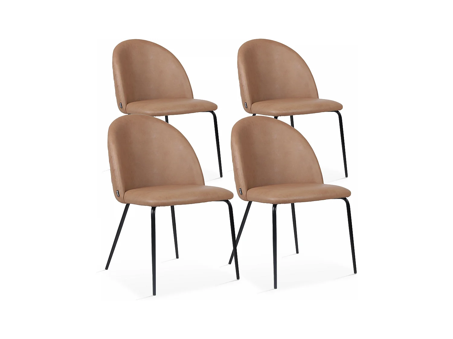 Lot de 4 chaises en textile enduit marron clair