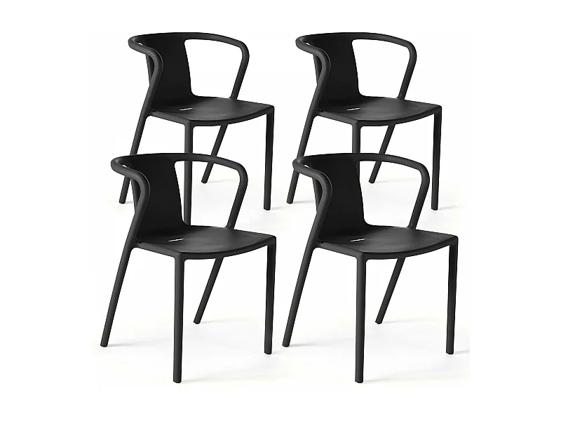 Lot de 4 chaises plastique noir