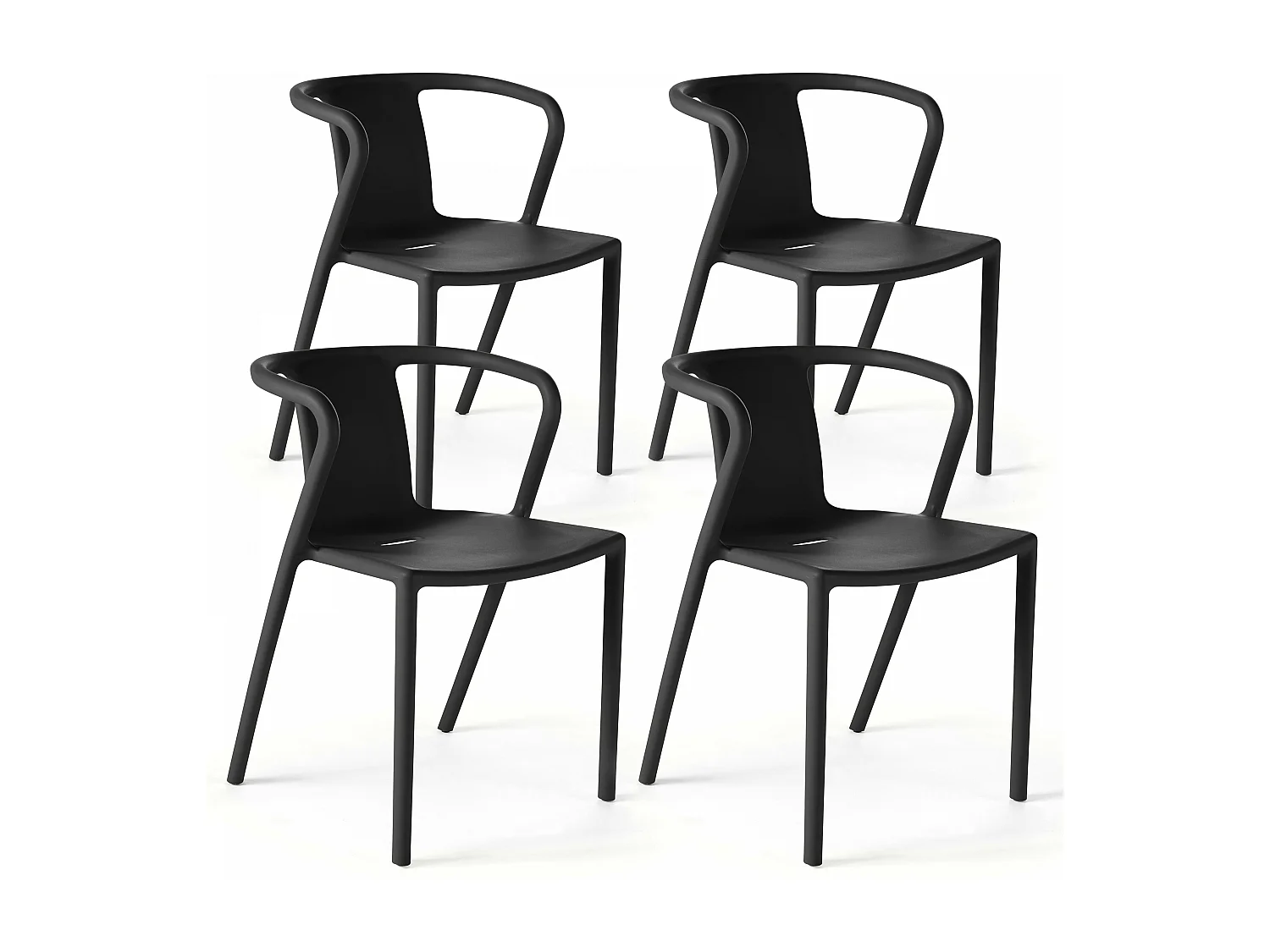 Lot de 4 chaises plastique noir