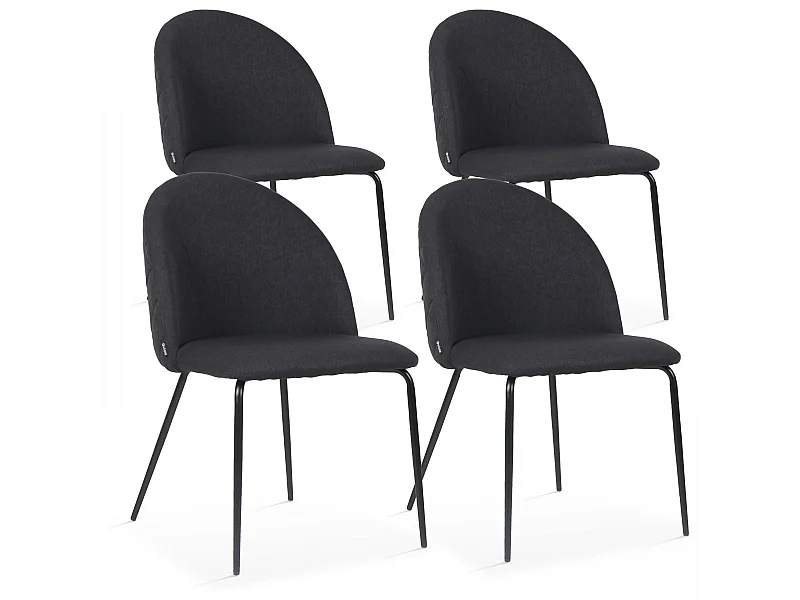 Lot de 4 chaises en tissu noir
