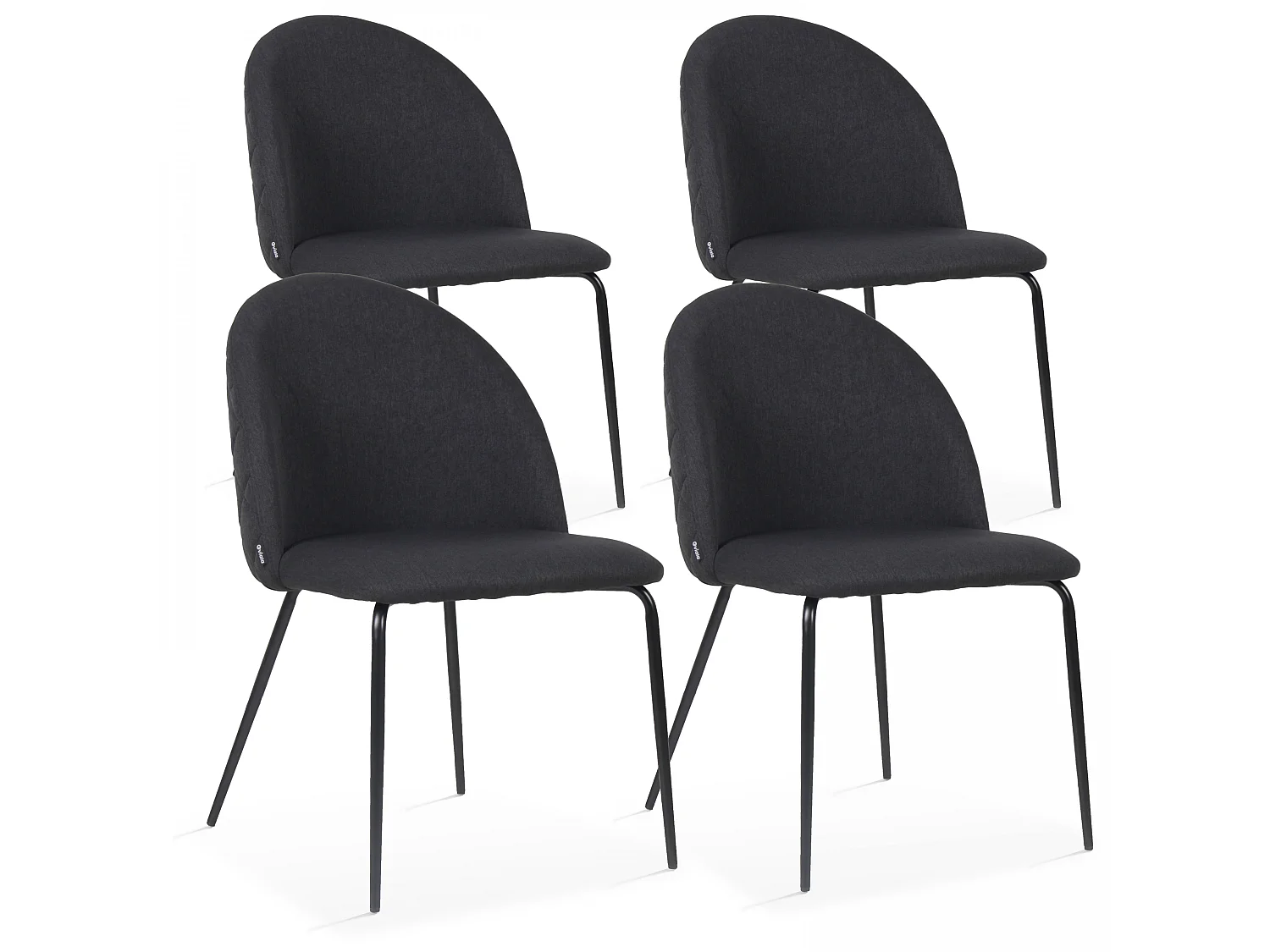 Lot de 4 chaises en tissu noir