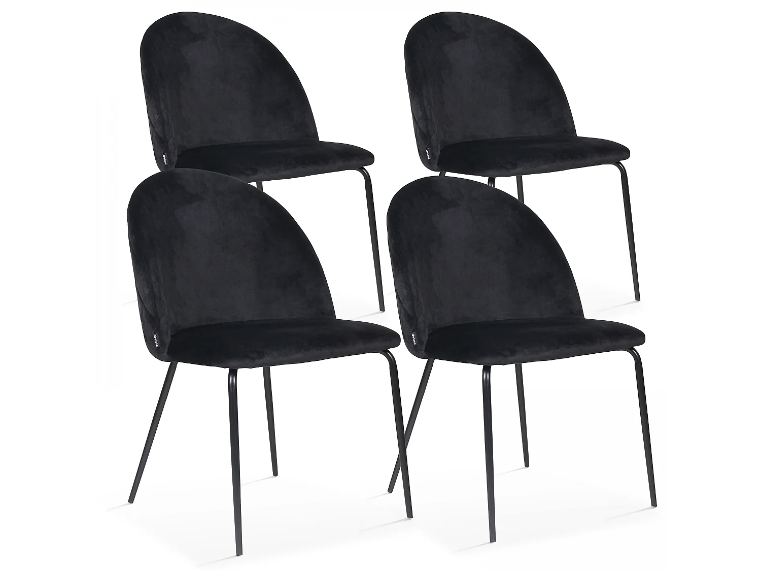 Set van 4 zwarte fluwelen stoelen