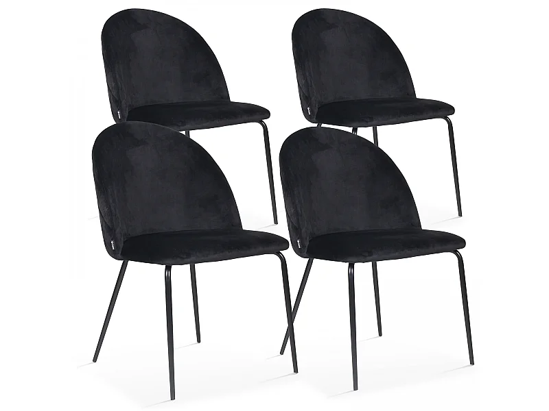 Lot de 4 chaises en velours noir