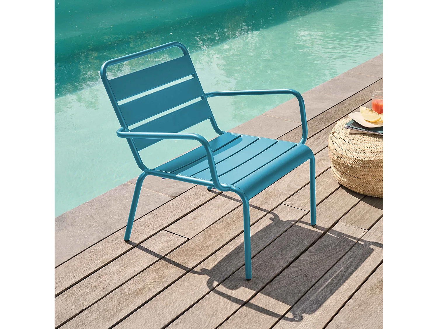 Fauteuil de jardin bas relax acier bleu pacific - Palavas