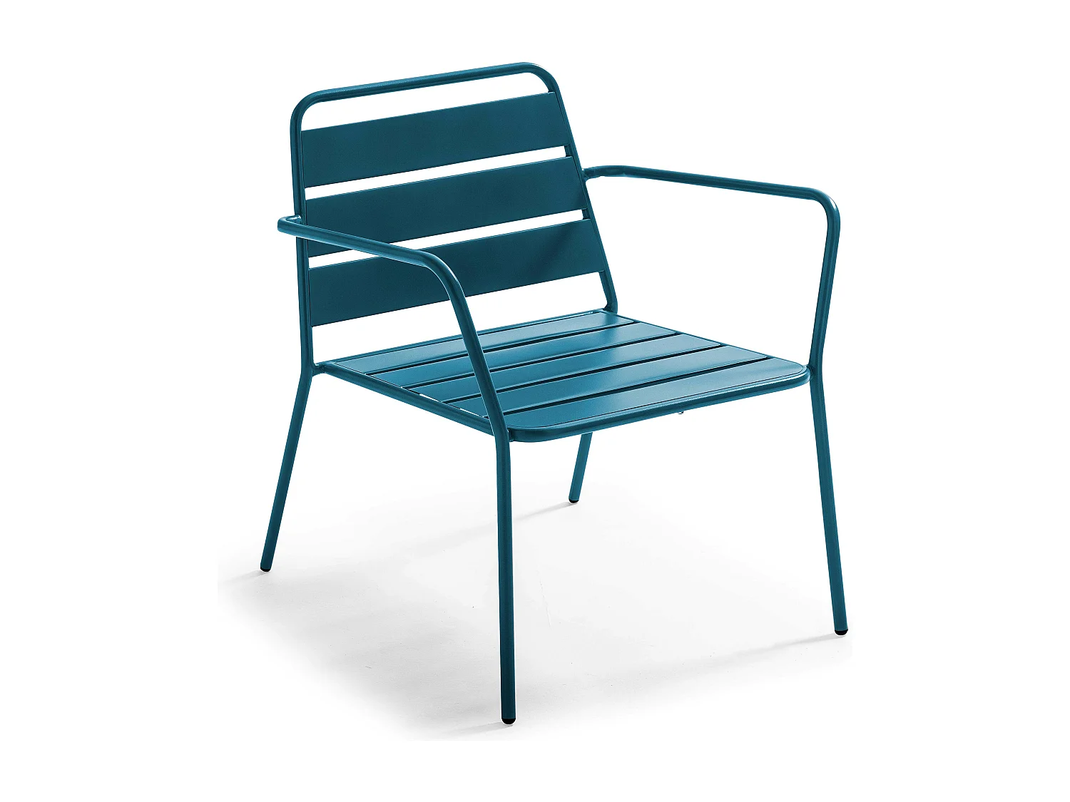 Fauteuil bas de jardin en métal bleu pacific - Palavas