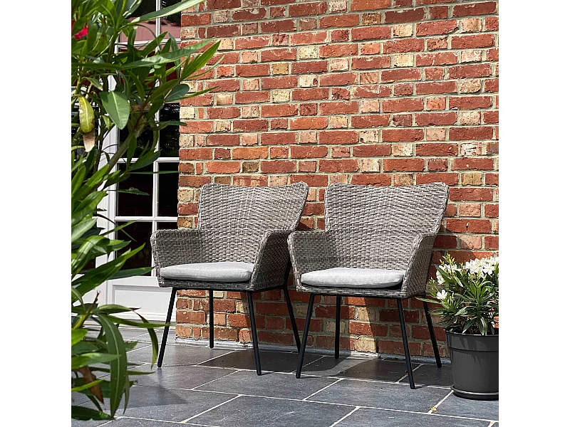 Lot de 2 fauteuils de jardin rond en osier
