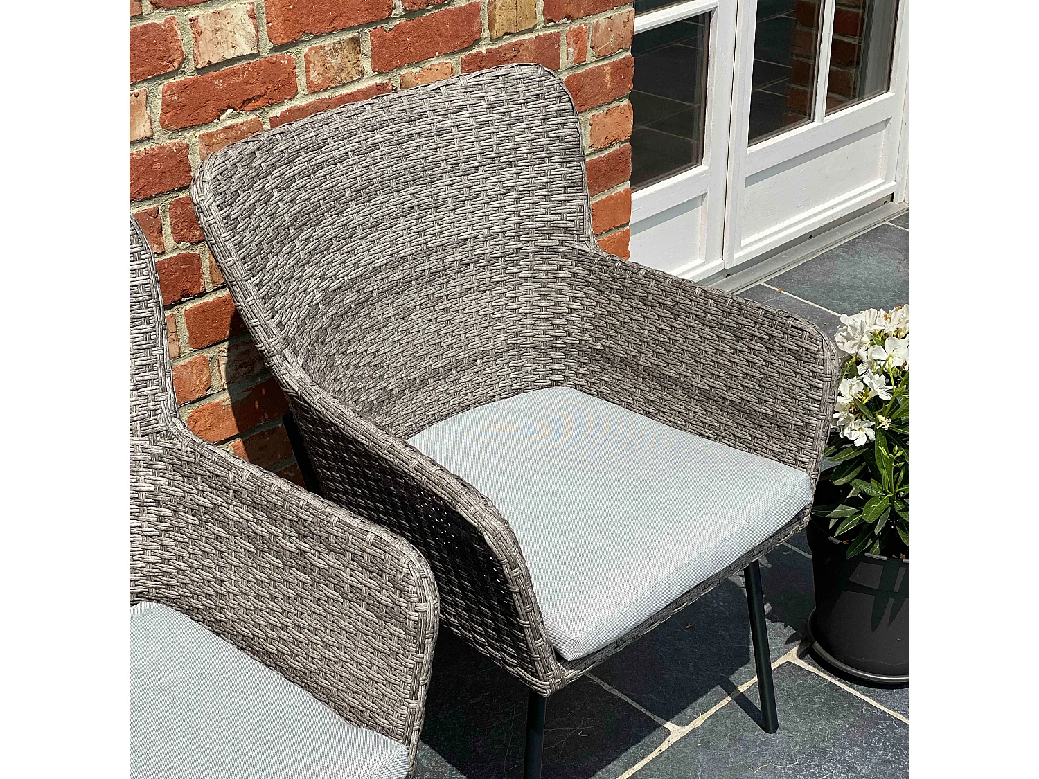 Set van 2 ronde tuinstoelen van rotan