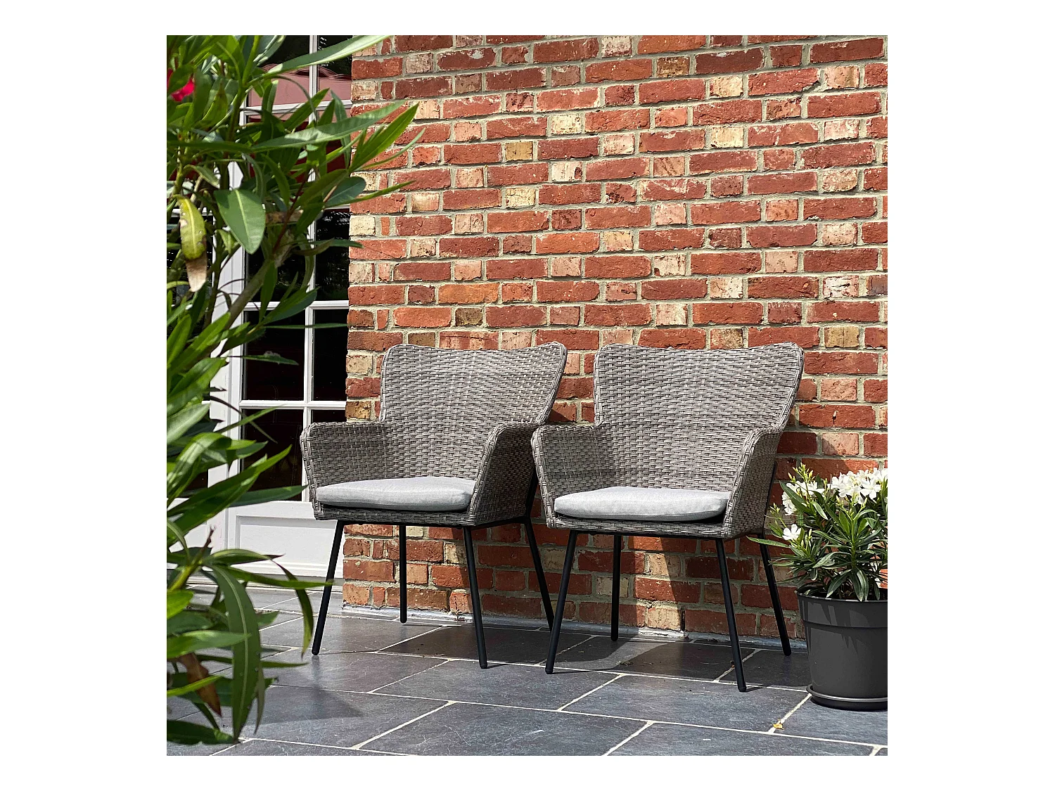 Lot de 2 fauteuils de jardin rond en osier