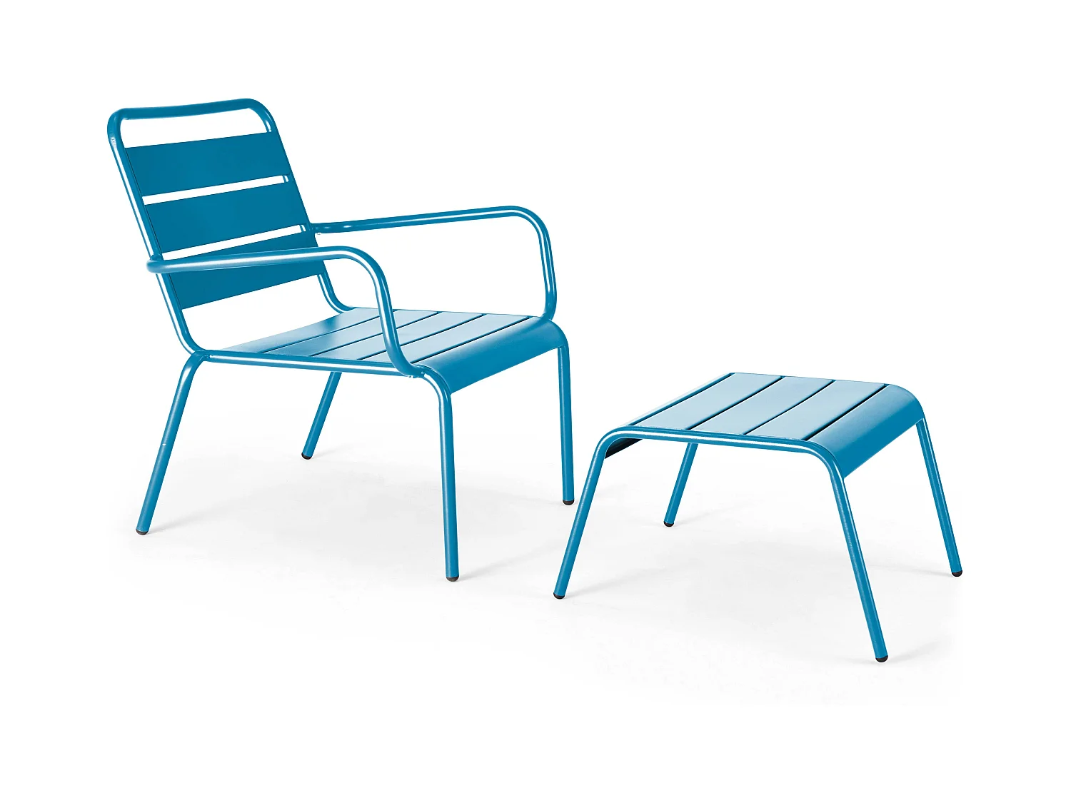 Fauteuil relax et repose pied en métal bleu pacific - Palavas