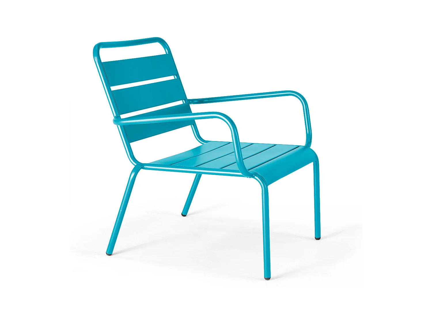 Lage relax tuinstoel van blauw staal