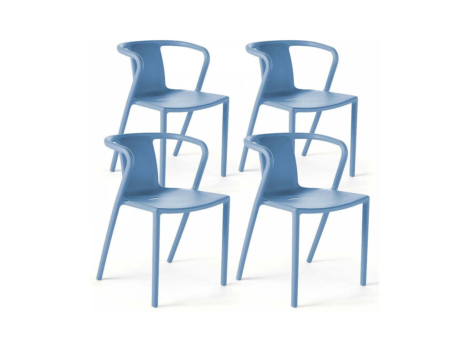 Lot de 4 chaises en plastique bleu