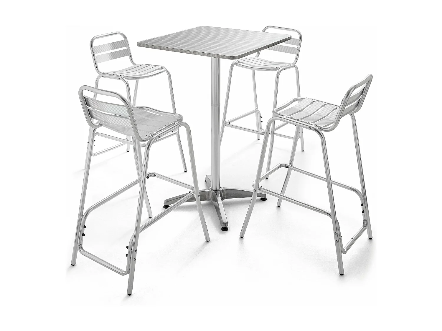 Lot de 4 chaises hautes en aluminium gris