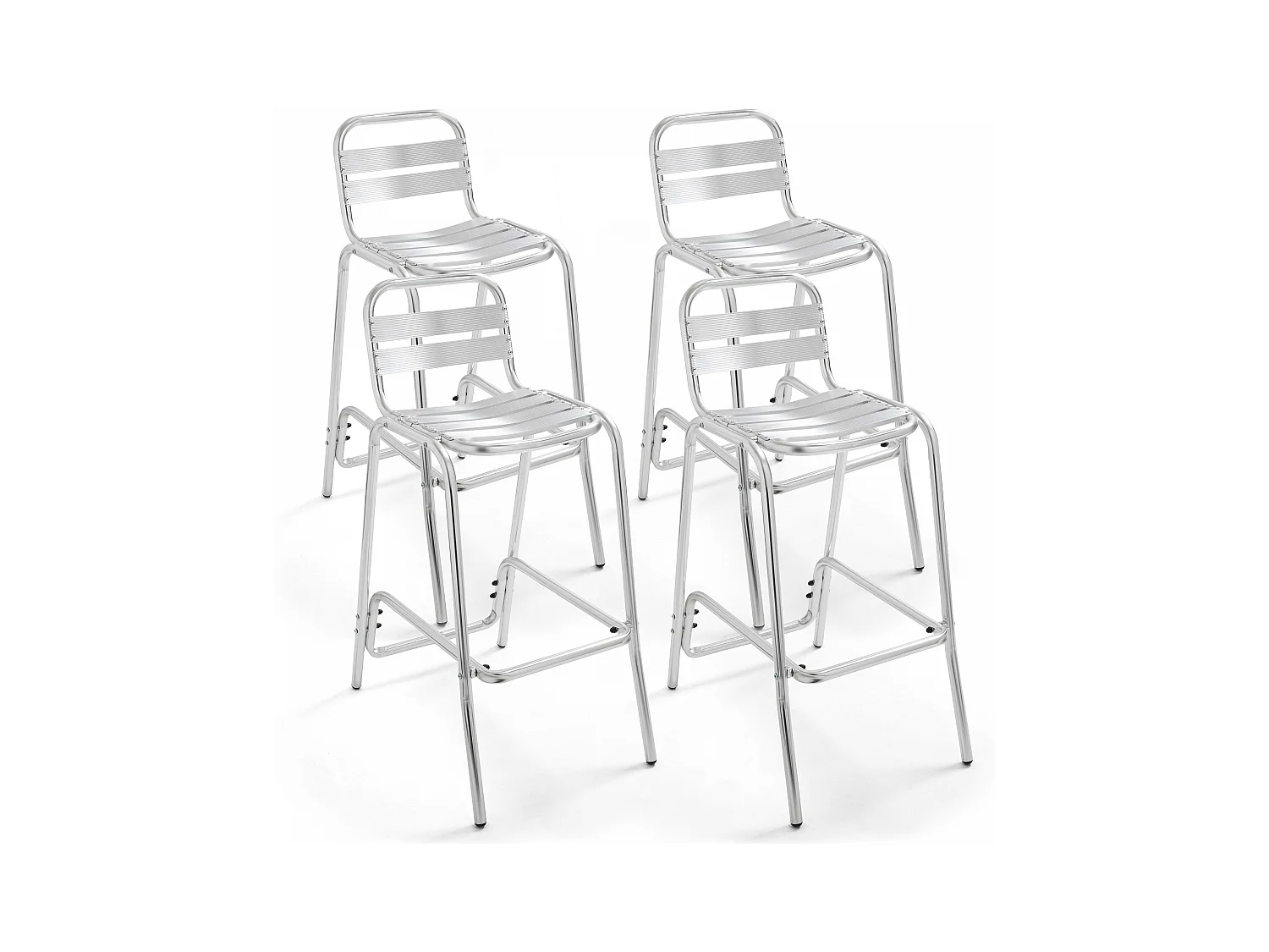 Lot de 4 chaises hautes en aluminium gris