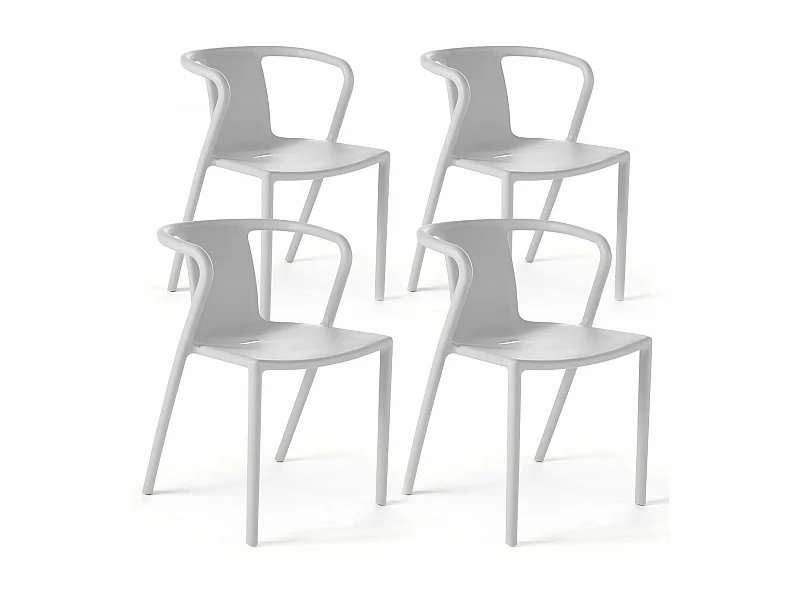 Lot de 4 chaises en plastique blanc