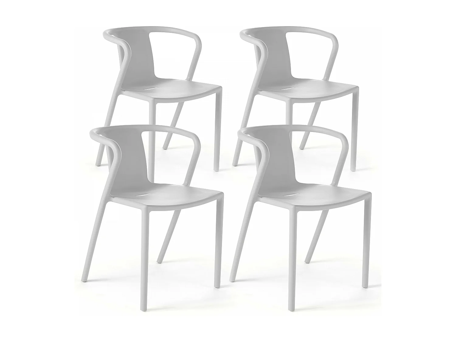 Set van 4 witte plastic stoelen