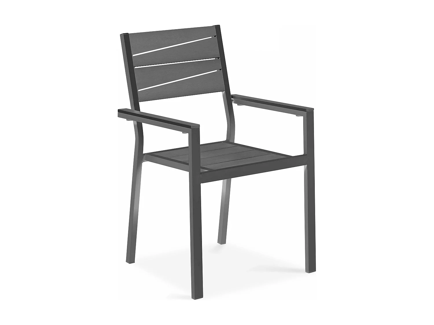 Fauteuil de jardin aluminium et bois synthétique gris foncé