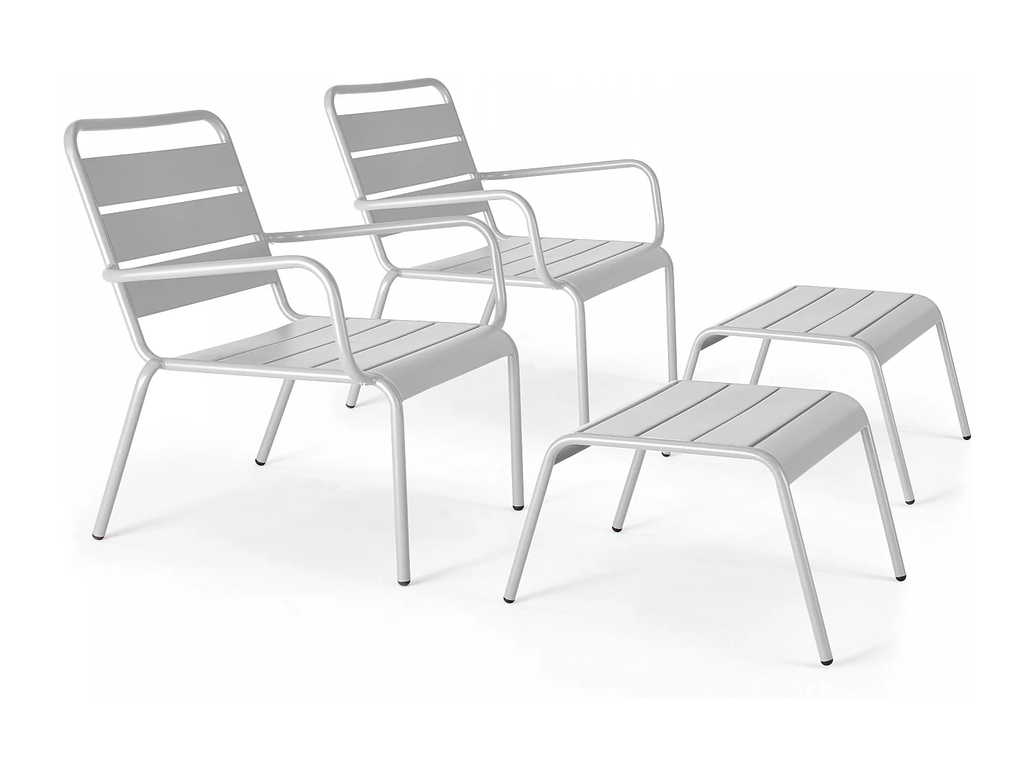 Lot de 2 fauteuils relax avec repose-pieds en métal blanc - Palavas